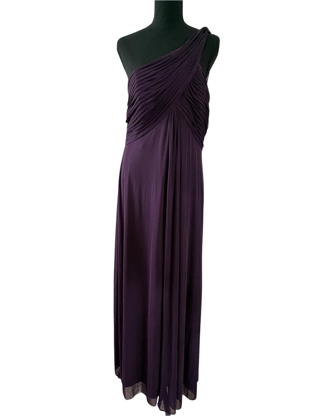 Alex Evenings One-Shoulder Draped Gown in Plum